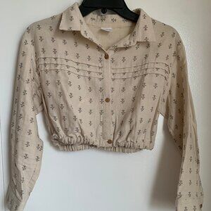 Zara Cropped Beige Button-down